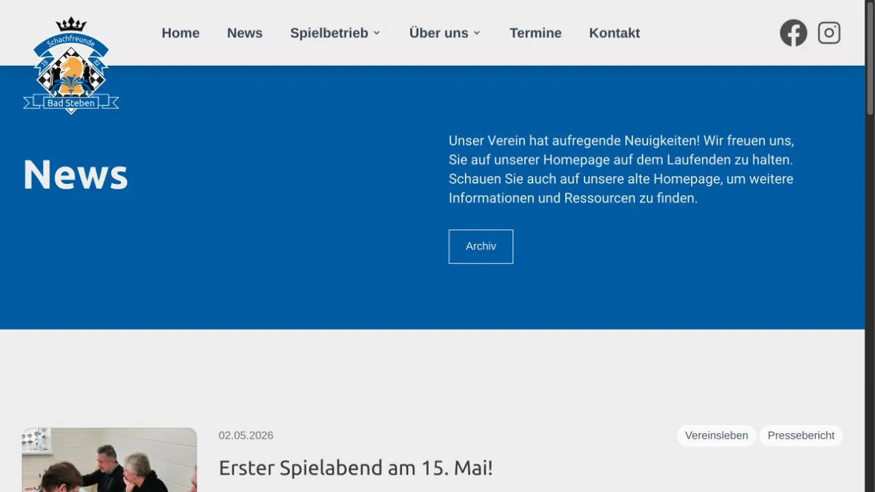 News-Seite der Schachfreunde Bad Steben