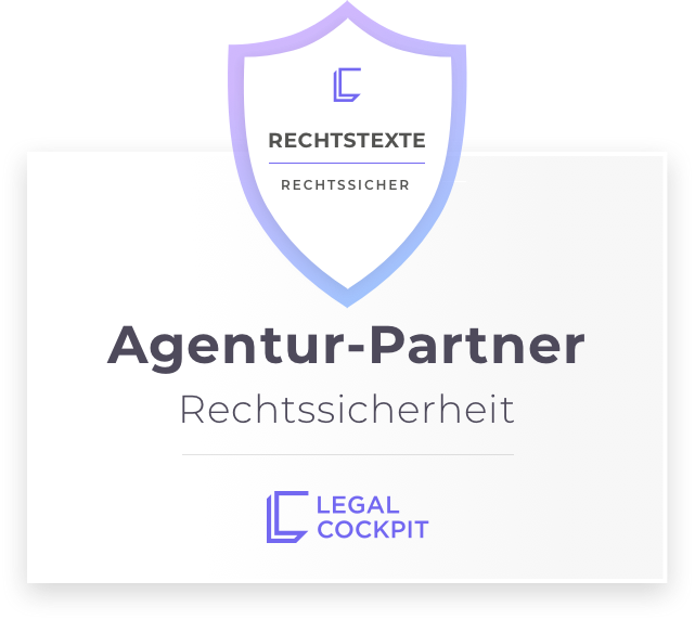 Siegel: Agentur-Partner Rechtssicherheit von Legal Cockpit